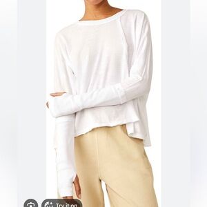 Free People white ten laps Asymmetric Long Sleeve Top